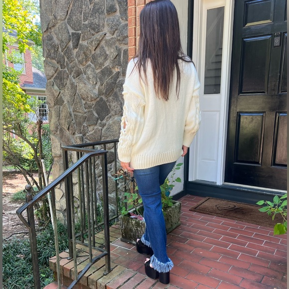 45 Made in Italy Braided Sleeve Chunky Knitted Sweater - Picture 5 of 5